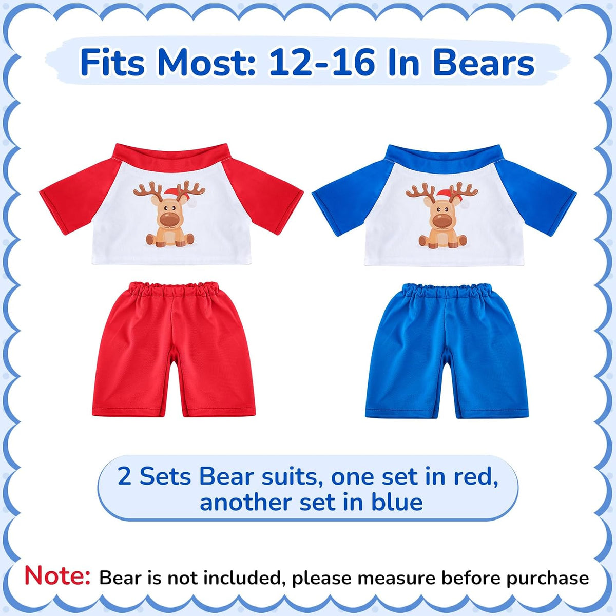 Civaner 2 Pack Bear Clothes Stuffed Animal Outfit Pajamas - Deer Style - image 3