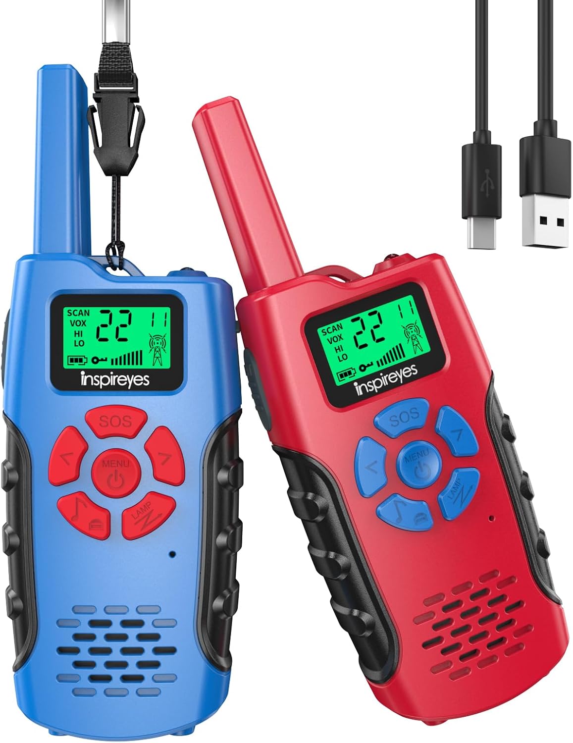 Inspireyes Kids Walkie Talkies - Blue+Red / 2 Pack