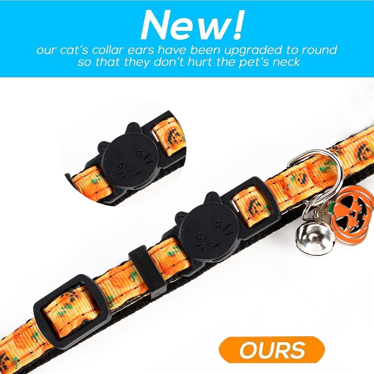 Yizepet Cat Collars with Bells, Breakaway Kitten Collar - Halloween - image 4