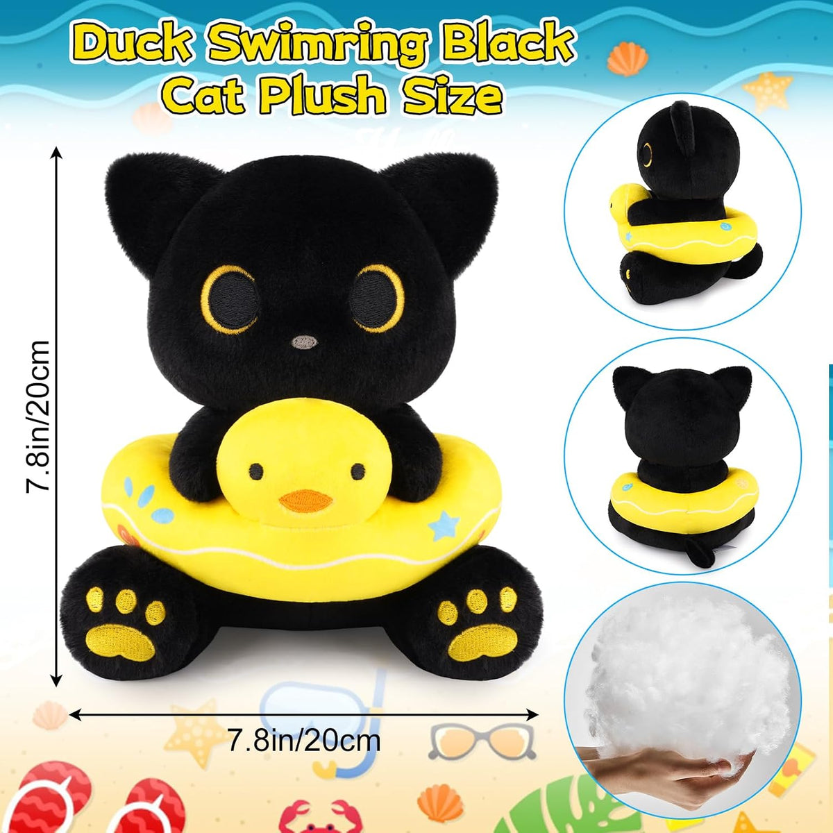 MUFEIRUO Halloween black cat plush holding pumpkin bag, wearing orange witch hat - view 30