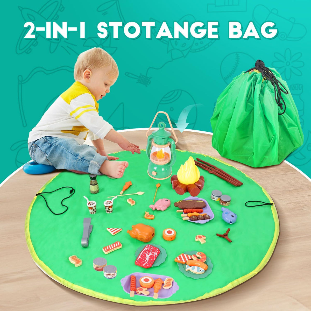 Viwulute kids camping set with pop up play tent, toy camp light and campfire - view 4