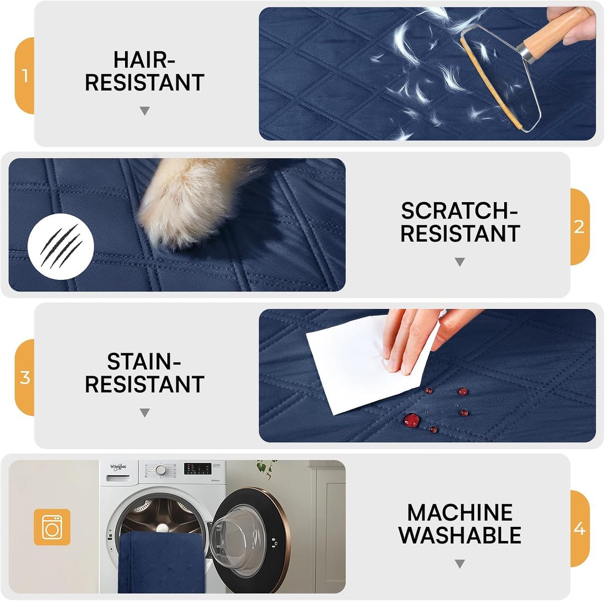 Luciphia Waterproof Couch Cover for Dogs - Navy+blue / 30" x 70" - image 4