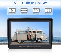 9" Wireless Backup Camera System for RV Truck Trailer Camper, 9 Inch DVR Quad Split Monitor IP69 Waterproof HD 1080P Wireless Rear Side View Cameras, Stable Signal Observation System - B904