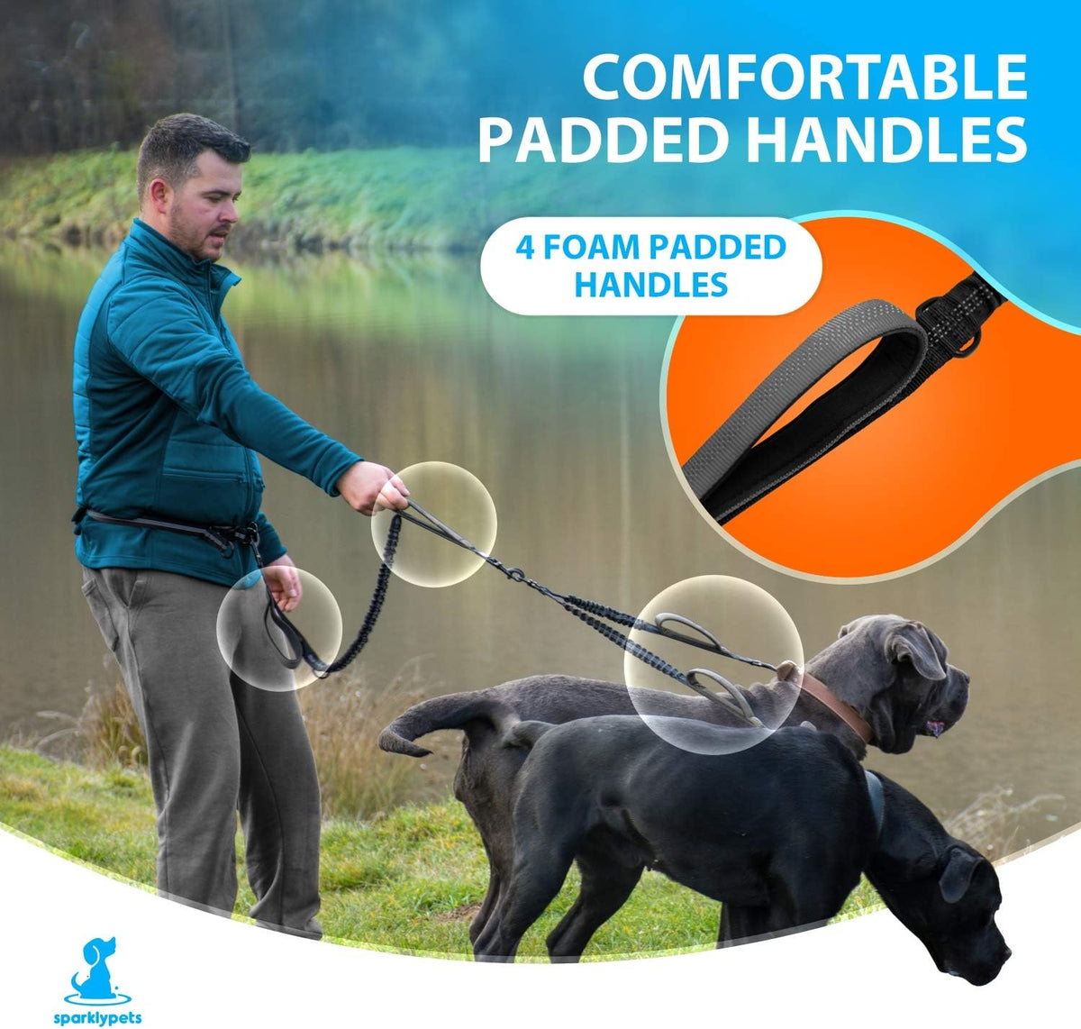 Active Pack Hands Free 2 Dogs Leash Medium & Large - Gray / 2 dogs M/L - image 4