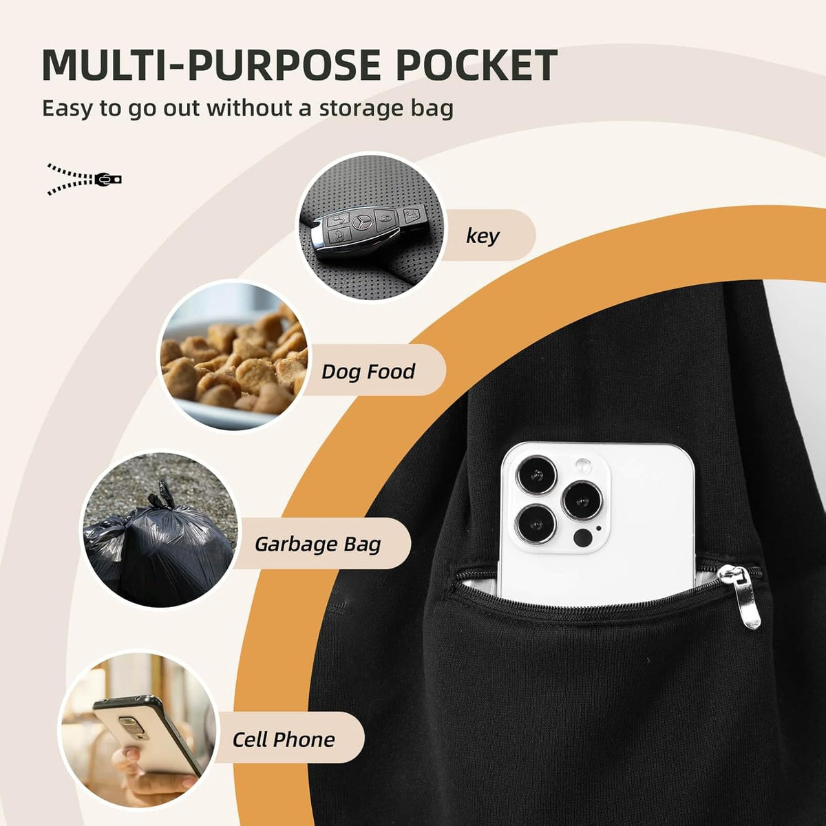 Adjustable Dog Sling Carrier with Pocket - Black - image 2