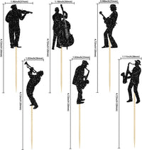 Gyufise 24Pcs Dance King Cupcake Toppers Glitter Jazz Dancers Happy - Black 1 - image 2