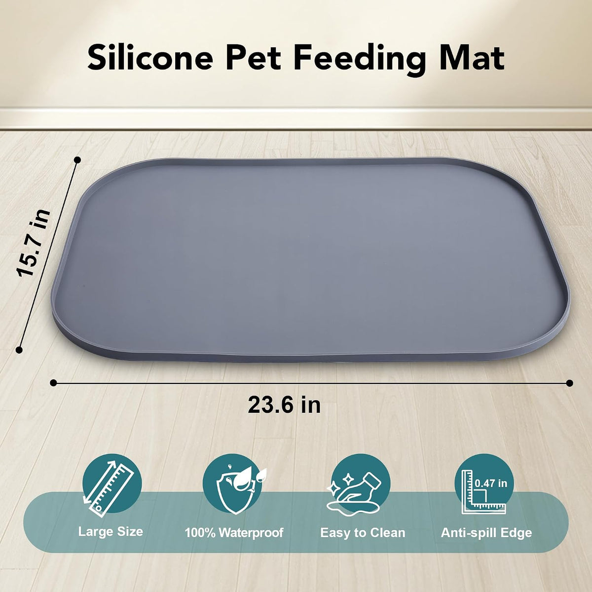 UPSKY 2-in-1 Elevated Dog Bowls Set with 4 Height Adjustable Stand - N-3 in 1 with Mat (Grey) - image 2