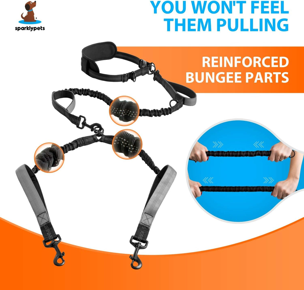 Active Pack Hands Free 2 Dogs Leash Medium & Large - Gray / 2 dogs M/L - image 3