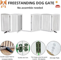 ZJSF Foldable Indoor Dog Door with Walk Through Door, Freestanding Pet Door for The House,Doorways, Stairs, Pet Puppy Safety Fence with Support Feet, White 6 Panels 120" Wide 32''Height