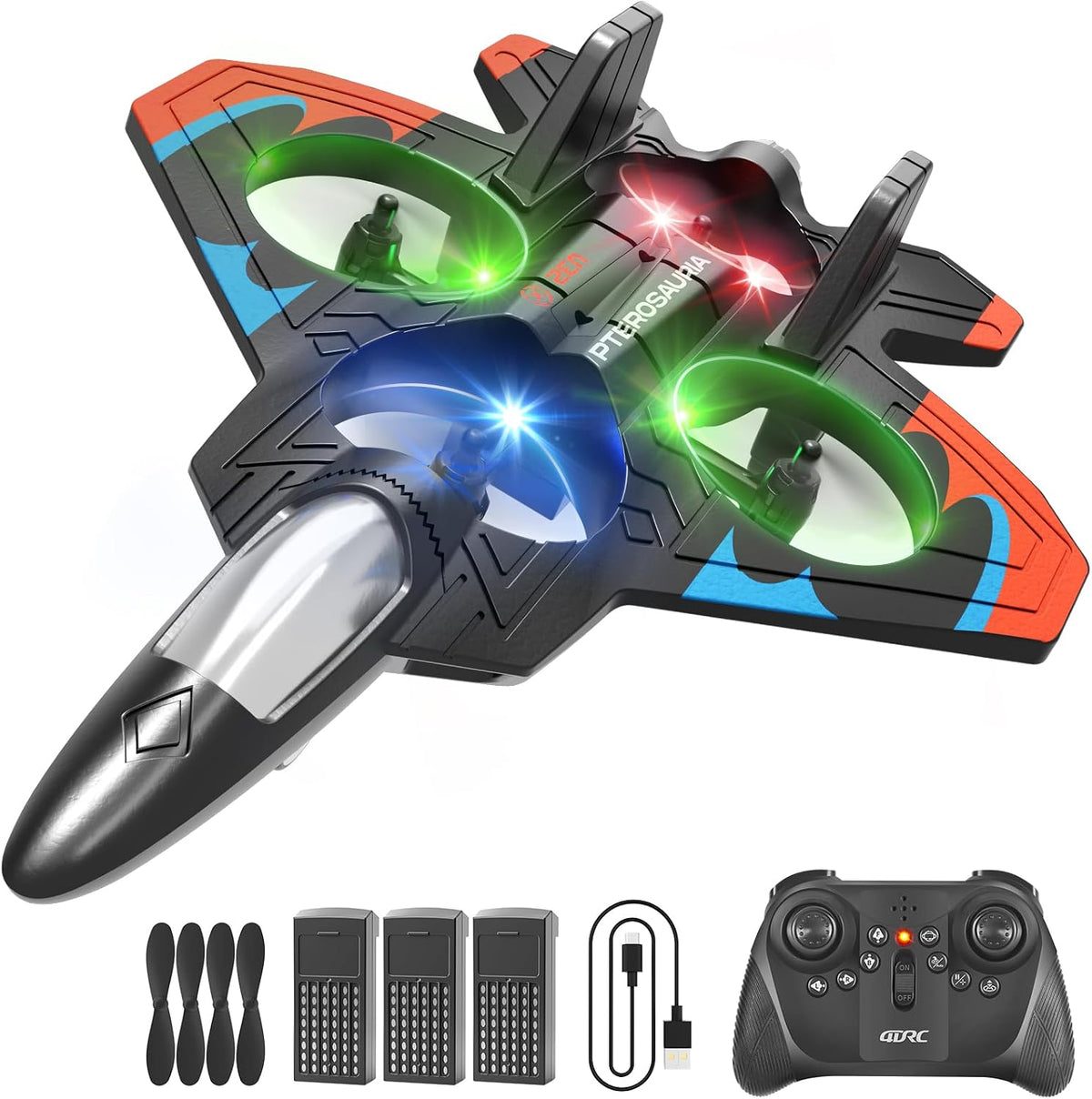 4DRC V32 Foam Remote Control Airplanes RC Planes for Kids Adults - Orange-3 Batteries