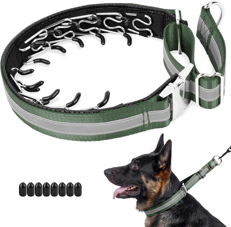 Martingale No Pull Dog Collar with Alloy Buckle, L - Green / Large,3mm,18.75"-22"Neck