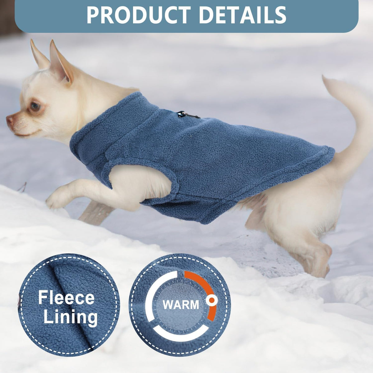 2 Pieces Fleece Dog Sweater Vest Winter Warm Dog Clothes for Small - cyan blue,grey / XX-Large(27-36lbs) - image 2