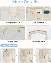 ONECUTE Dog Purse Carrier for Small Dogs Rabbit cat with Large Pockets - Beige Mesh / 16.9"L x 7.4"W x 12.2"H - image 4