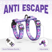 Adjustable Cat Harness and Leash Set Escape Proof – Essentials for Cats - Purple Rabbit in Wonderland, Adjustable - image 4