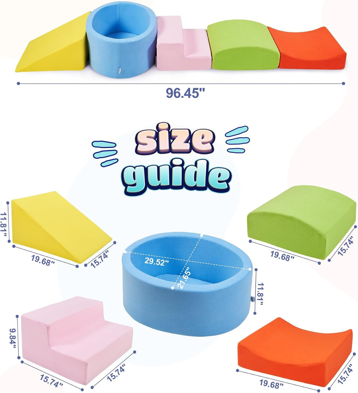 Elftopia foam climbing blocks with ball pit, stair climber and triangle wedge in beige - view 6