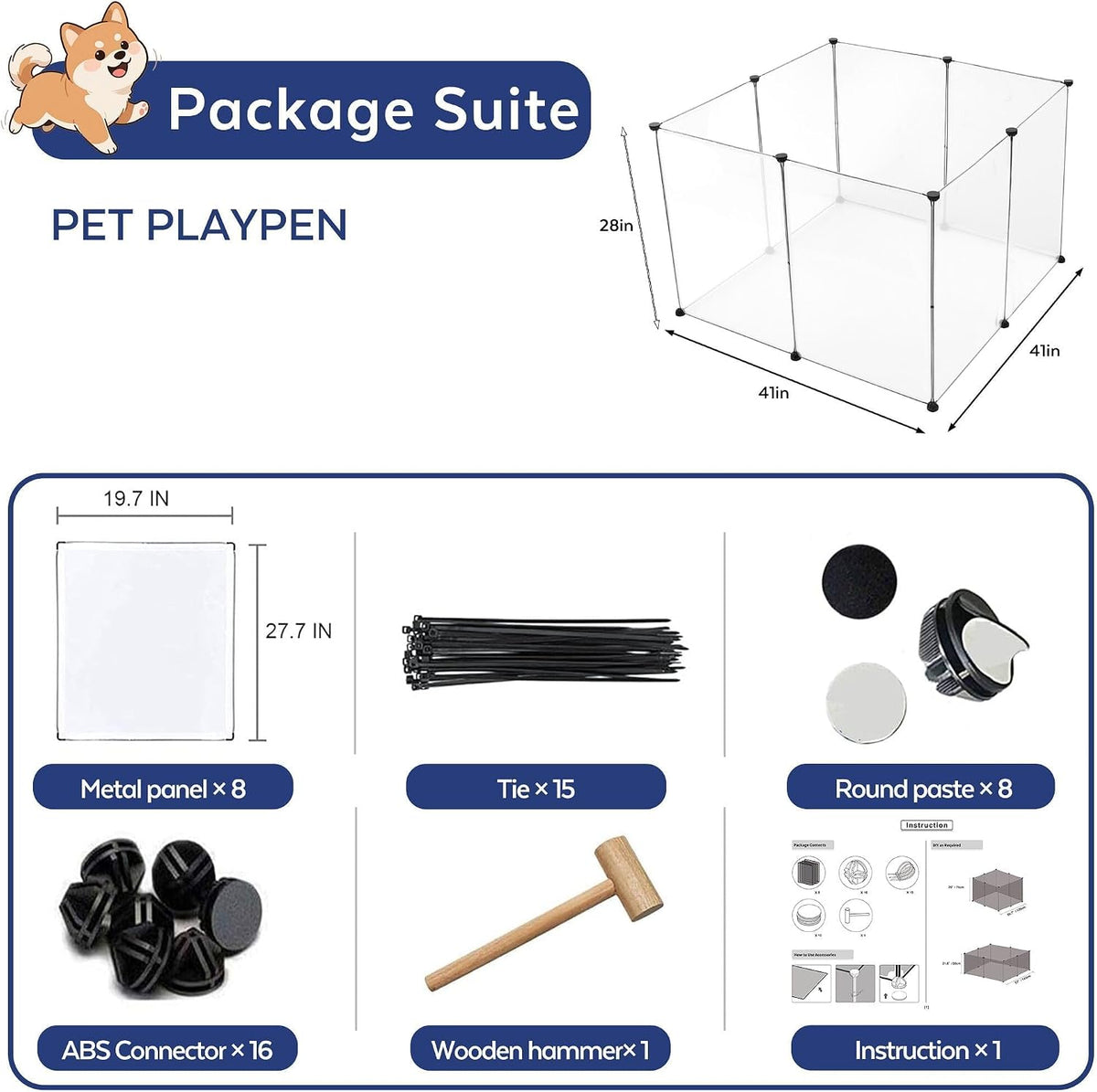 BRIAN & DANY Dog Playpen, Large Transparent Pet Playpen - 8 PCS - image 2