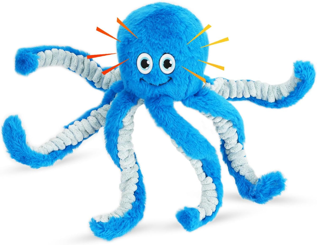 5 Pack No Stuffing Squeaky Dog Toys for Large Dogs - Blue / Octopus