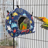 Wontee Bird Plush Hammock Parrot Hanging Snuggle Cave Happy Hut Tent - M / Blue Cat - image 2