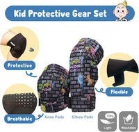 Soft-Style Kids Knee and Elbow Pads with Bike Gloves - Large / Graffiti Black Wall - image 3