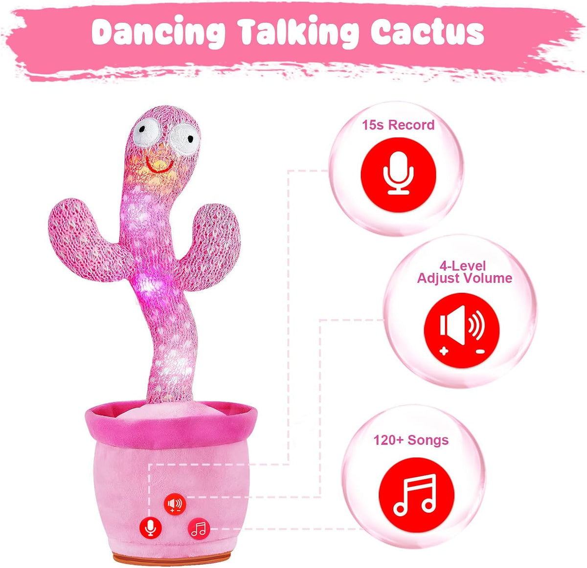 SANJOIN Dancing Talking Cactus Toy - Non-rechargeable - image 3