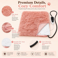 Pet Heating Pad for Cats with Normally Open Function - Pink Plush / 32.0"L x 20.0"W - image 3