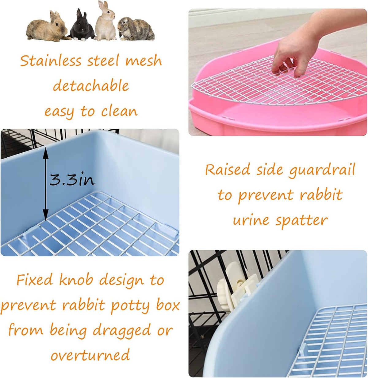 PINVNBY Large Rabbit Litter Box Bunny Corner Toilet Box Small Animal - Pink - image 4
