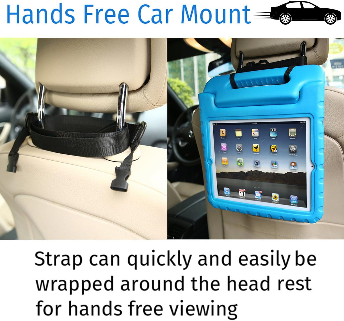 HDE Shoulder Strap for Shockproof iPad Cases Adjustable Car Headrest - image 4