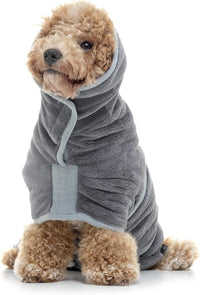 Lucky Pooch Dog Robe, Luxurious Dog Bathrobe - M / Grey - image 4
