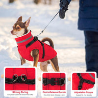Dogcheer Dog Coat with Harness - Red / Medium(Chest:20.8"Back:14.2" Neck:14.9") - image 2