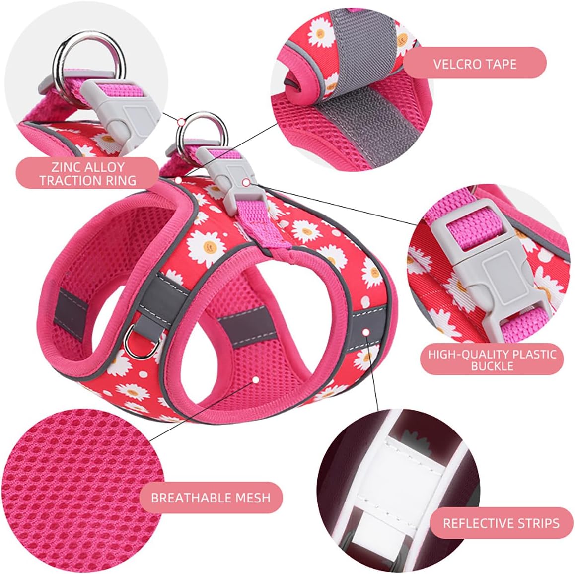 Step in Dog Harness and Leash Set, Pet Vest Harness - strawberry / S - image 3