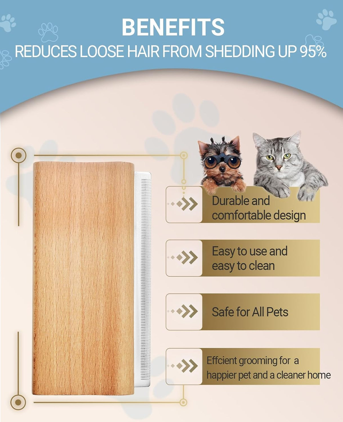 Dog Brush for Shedding, Pet pro Grooming Tool - L ( 5.3 Inch ) - image 4