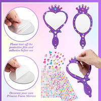 Geetery unbreakable kids mirror craft kit, 20 heart and oval foam princess mirrors in pink, blue and - view 16