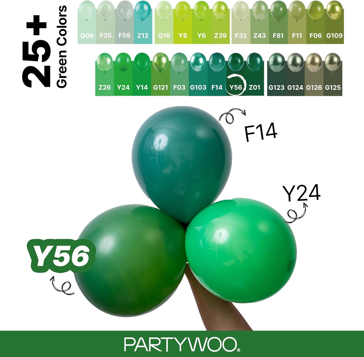 PartyWoo White Balloons 101pcs Matte White Latex Helium Balloons 12 - Green-y56 - image 4