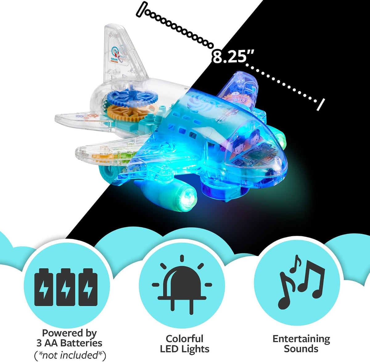 Playbees Light-Up Transparent Car - Bump & Go Airplane - image 3