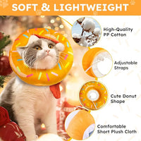 Cat Cone Collar Soft, Cat Recovery Collar for Wound Healing Cute Donut Adjustable Kitten Cones to Stop Licking Comfortable Lightweight Neck Elizabethan Collars for Kittens After Surgery