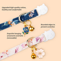 2 Pack Cotton Cat Collar Pink Strawberrie White Heart Cute Kitten - White&Blue - image 2