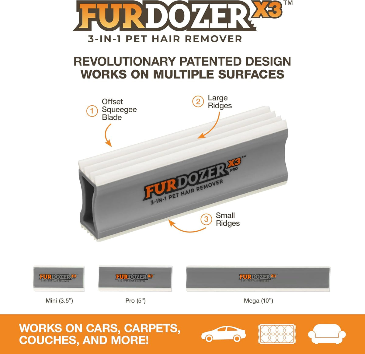 FurDozer Pet Hair Remover & Auto Detailing Tools - Gray / X3 PRO - image 2