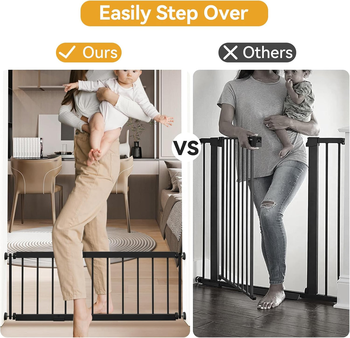Dog Gate Indoor,18"-45" Adjustable Extra Wide Metal Short Dog Gate to Step Over, 10" Tall Small Pet - 18-45''W*10''H / Black - image 3