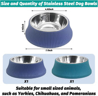 2PCS Stainless Steel Dog Bowls Set Removable Puppy Food and Water - 2 PCS / Roman Column (Blue, Green) - image 2