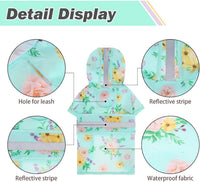 Dog Raincoat Hooded Slicker Poncho with Leash Hole - S:10-15lbs / Flower Green - image 2