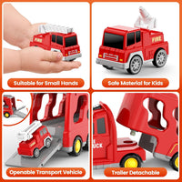 FunMission Toddlers Fire Truck for Kids 3-9 Year Old，5 in 1 Friction - 5 FIRE CARS - image 3