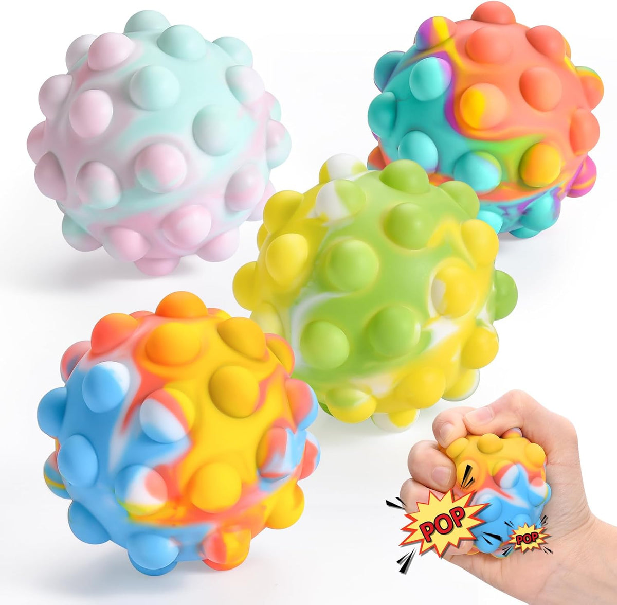 Pop It Stress Ball,Easter Basket Stuffers 3D Food-Grade Silicone,Squeeze Sensory Toy - image 2