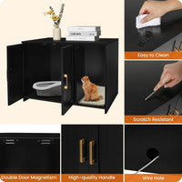 Cat Litter Box Enclosure, with Scratching Mat - Black / 27.6"L x 18.2"W x 19.6"H - image 4