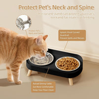 Elevated Cat Bowl, Raised Cat Food and Water Bowl Set for Indoor Cats, Splash Proof with 2 - Cat Bowls-Black - image 3