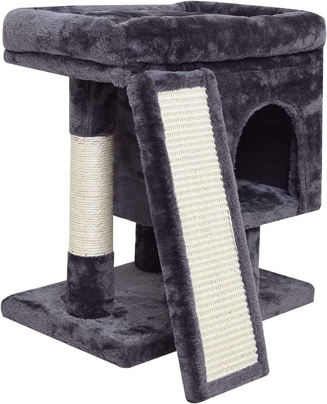 SYANDLVY Gothic Cat Tree with Coffin Bed for Indoor Cats - Smoky Grey