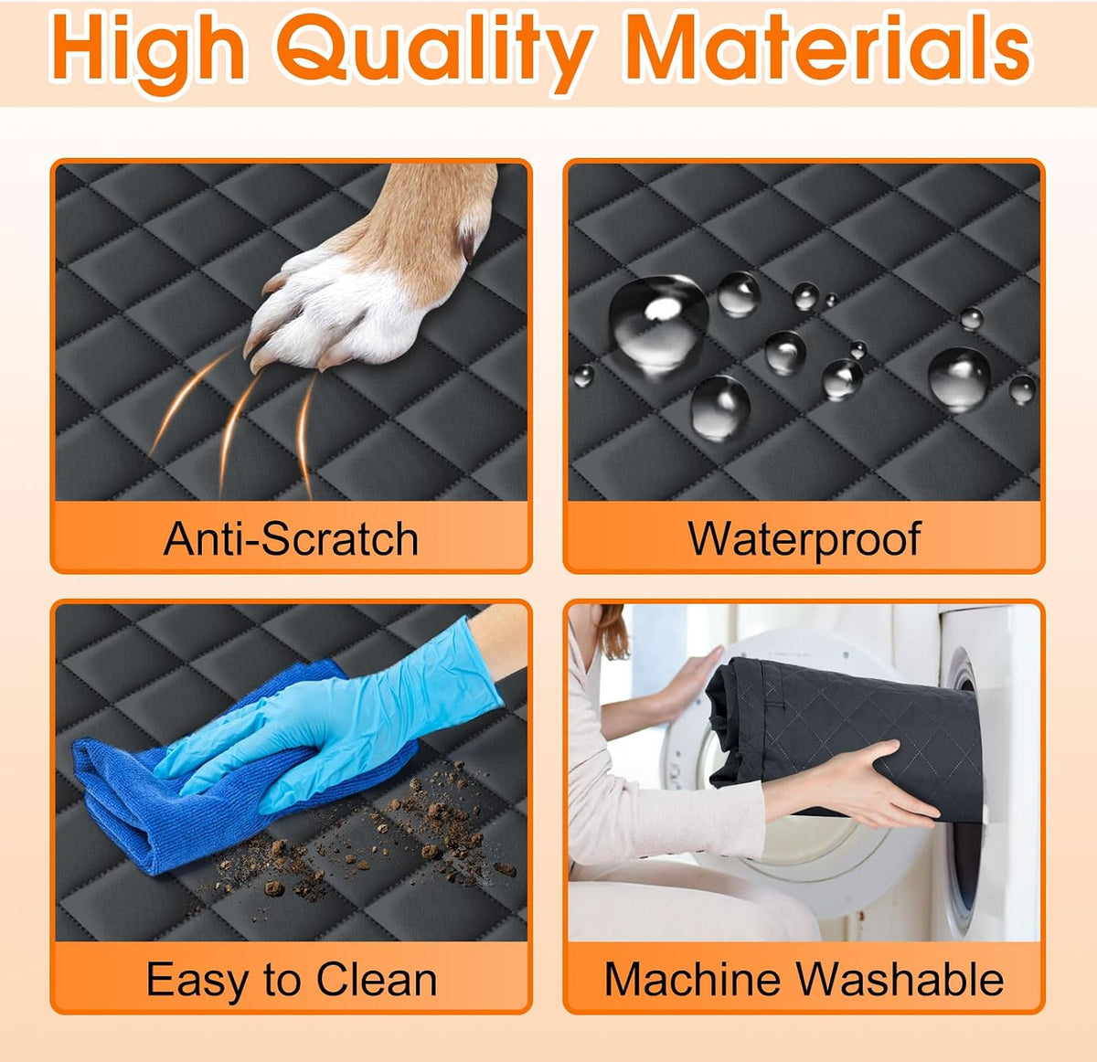 Waterproof Dog Car Seat Cover for Back Seat, Pet Hammock, L - Black / Small,Standard - image 4