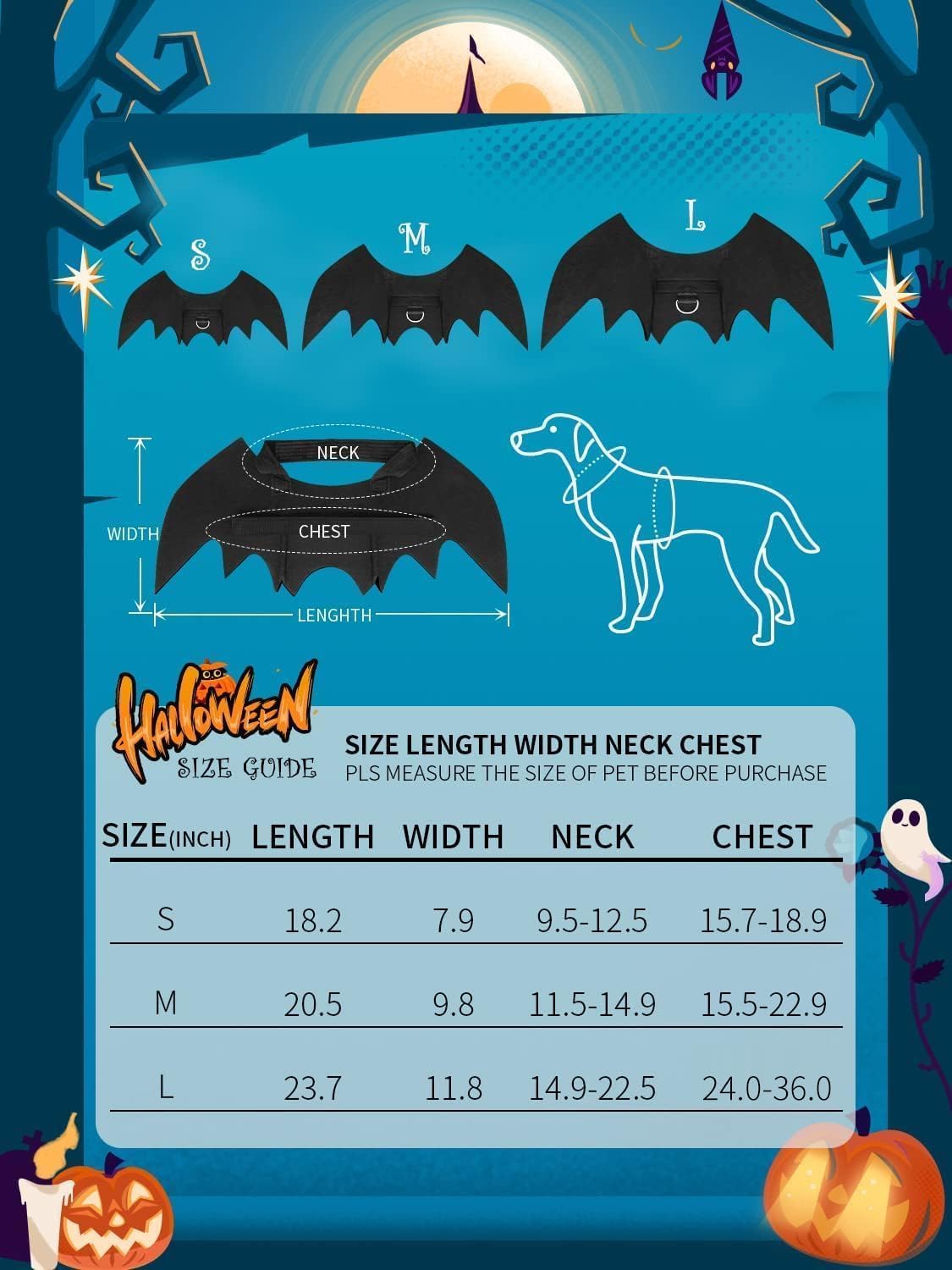 Halloween Dog Bat Wings Costume - Medium - image 3