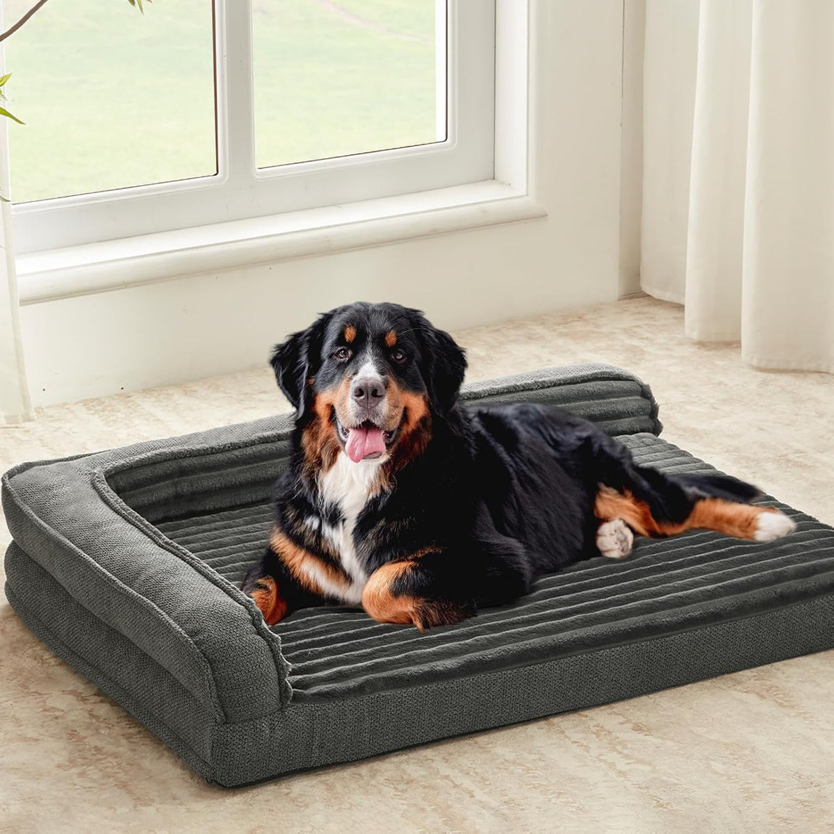 Orthopedic Dog Bed for Large Dogs - 46"L x 30"W x 8"Th / Dark Gray