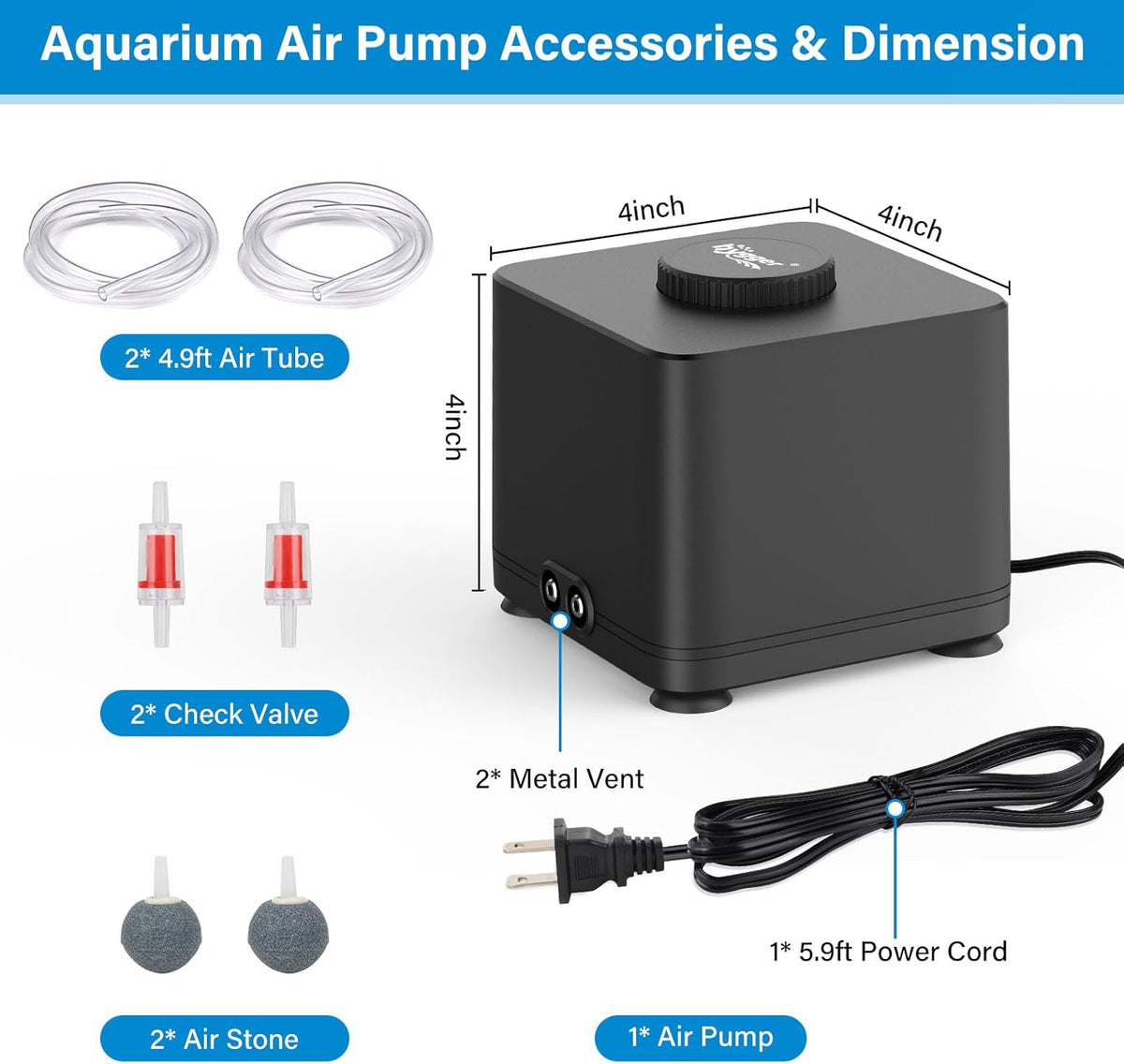 hygger Aquarium Air Pump, Quiet Adjustable Fish Tank Air Pump - 4W(Tank Up to 120 Gallon) - image 4