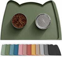 OHMO Cat Food Mat, Silicone Pet Feeding Mat, 18x9.8 - 24"L x 15"W / Camouflage Green